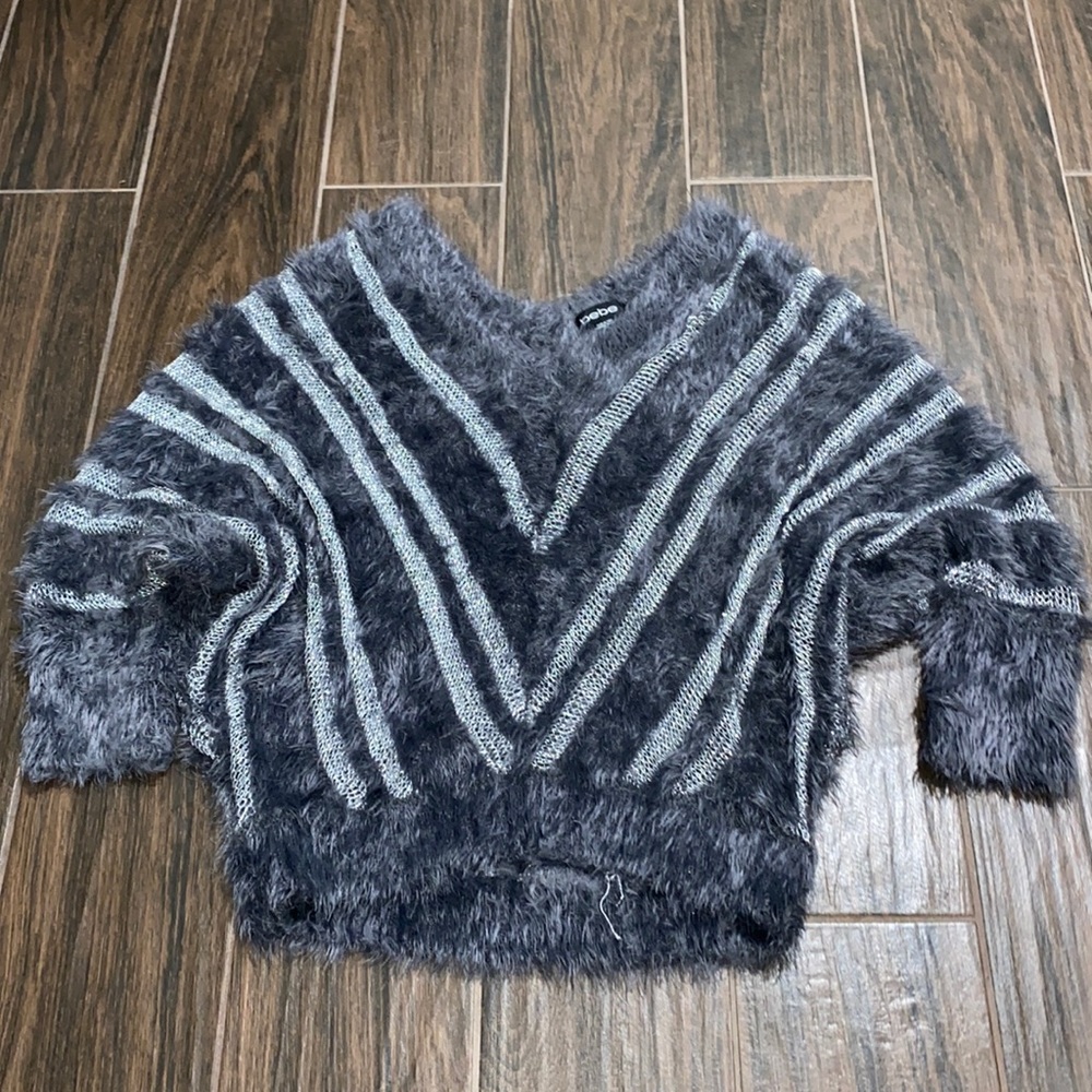 COPY - Bebe metallic silver faux fur sweater